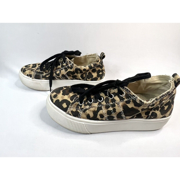 JELLYPOP 'Newstar' Leopard Print Canvas Platform Lace Up Sneakers Sz. 8.5 - Picture 3 of 8